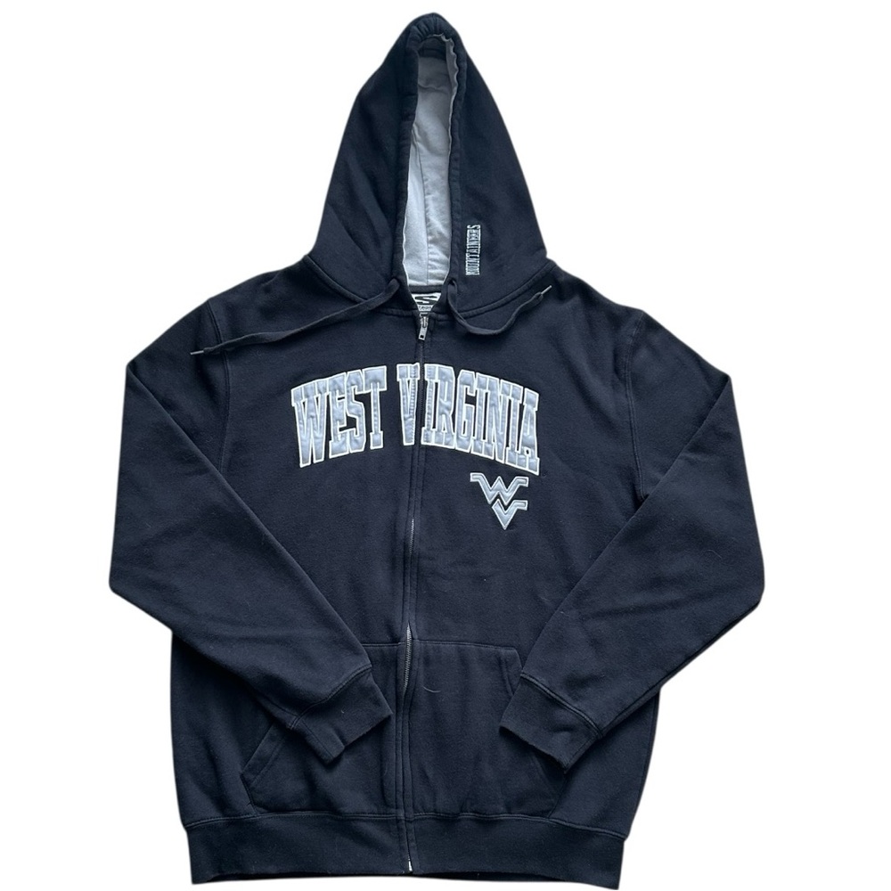 West Virginia Mountaineers Zip-Up Hoodie Sweatshirt Black Size L Student Alumni
